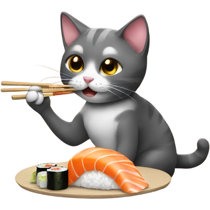 Cat eating sushi emoji