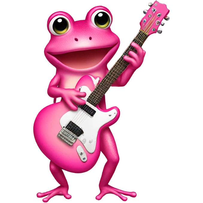 Pink frog with guitar  emoji