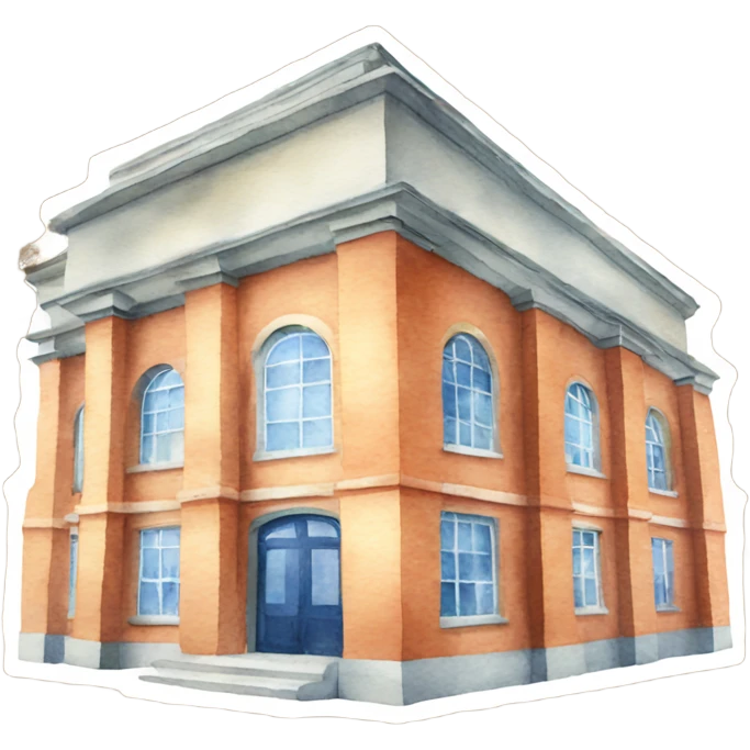 Create Watercolor painted school building emoji