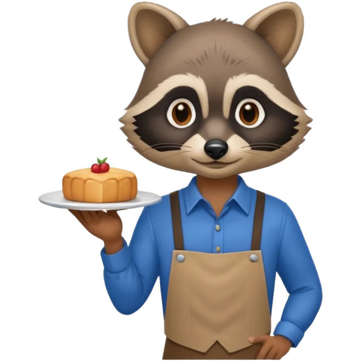 waiter racoon blue shirt emoji