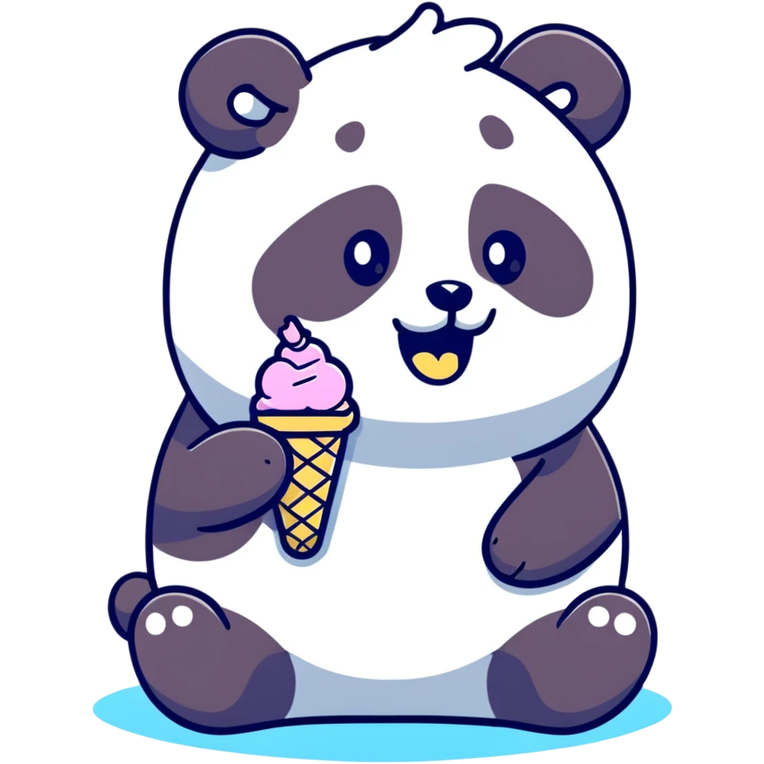 Panda eating ice cream emoji