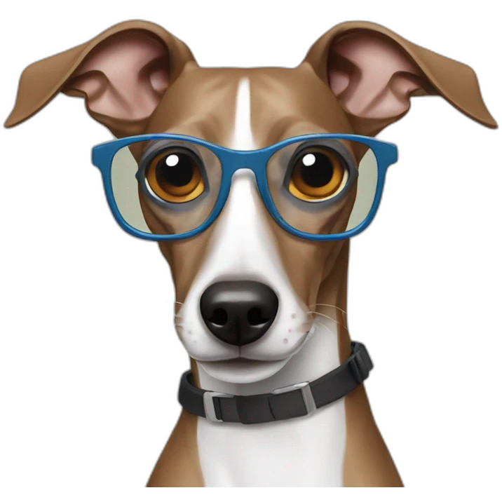 Italian greyhound wearing glasses emoji