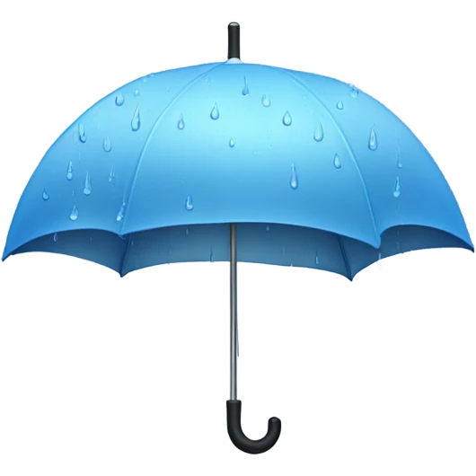 Design an emoji of a rainy outdoor scene, with a small umbrella, falling raindrops, and a misty background of trees or a city skyline. Use soft gray, blue, and pastel accents to give it a calming, moody vibe. emoji