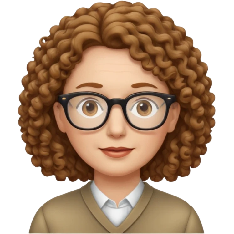 really long hair light brown curly pale skin middle age emoji