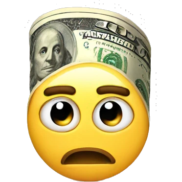 Rolled up dollar in nose emoji