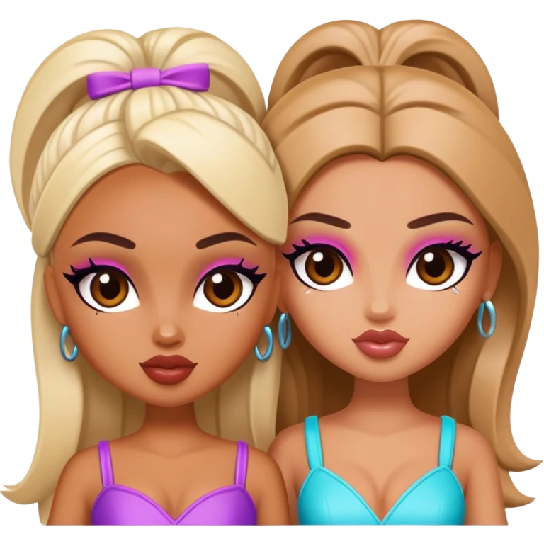 two baddie besties bratz pretty emoji