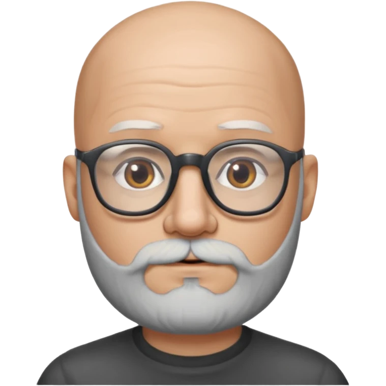 Bald man with salt and pepper beard and glasses emoji