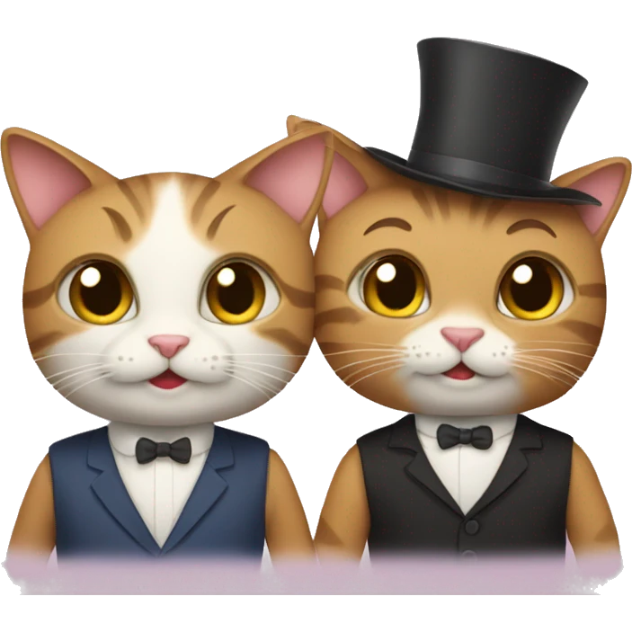 two cats dressed up for a date emoji