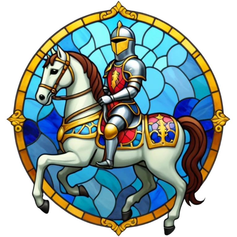a horse knight in stained glass style emoji