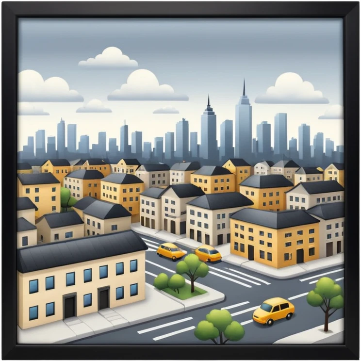 a small city,with buildings, streets, with it's calm transit emoji