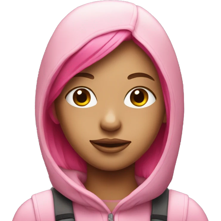 Girl with pink hair wearing ski mask  emoji