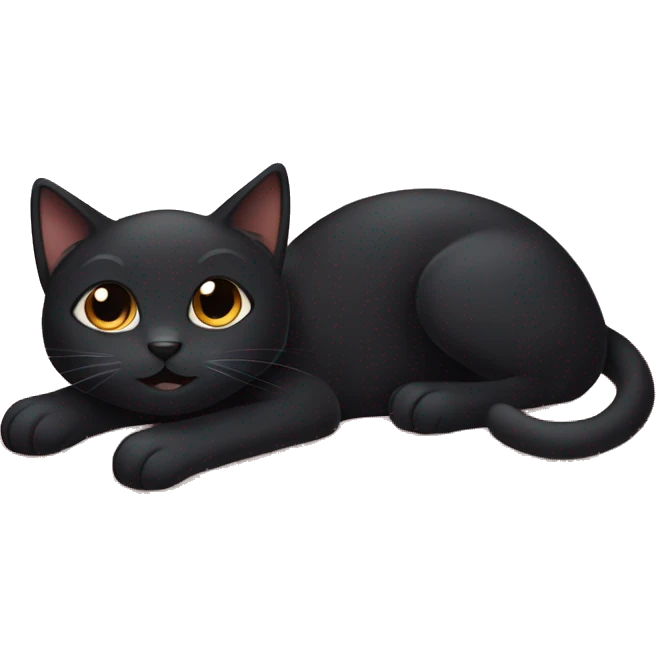 Cute black cat laying on a blanket emoji