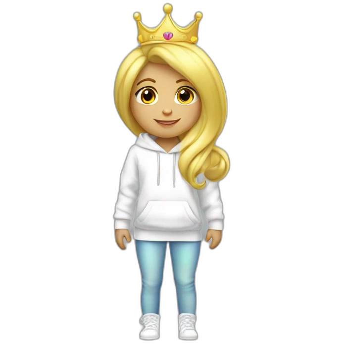 blond princess white with crown white hoodie iridescente emoji