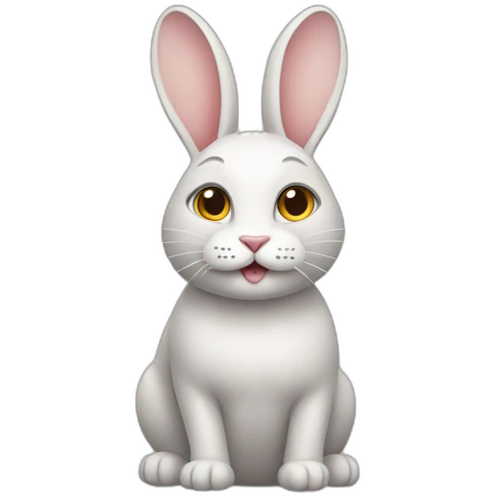 Rabbit with a cat face emoji