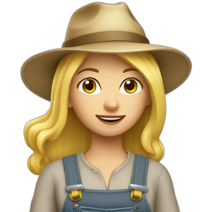 blonde farmer girl with hat emoji