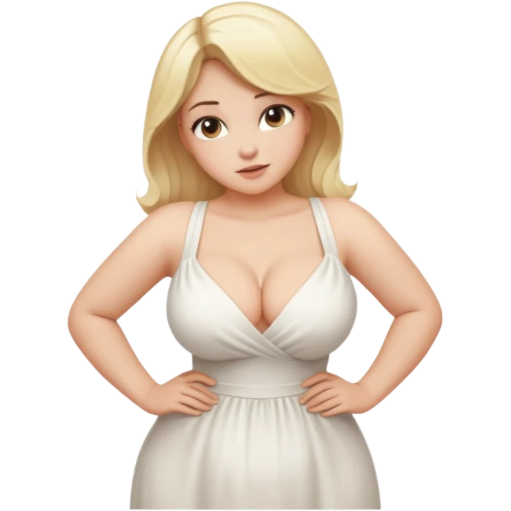 blonde woman with large bust, curvy, bending forward, SFW emoji