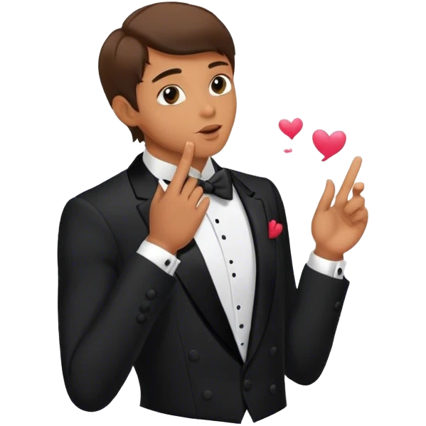 handsome man in tuxedo blowing kiss emoji