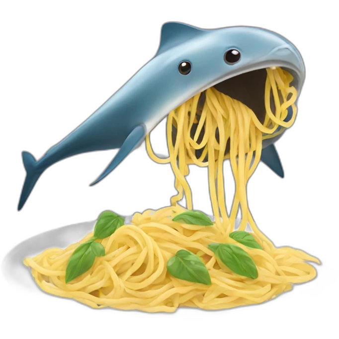 Sad mantaray eating pasta emoji