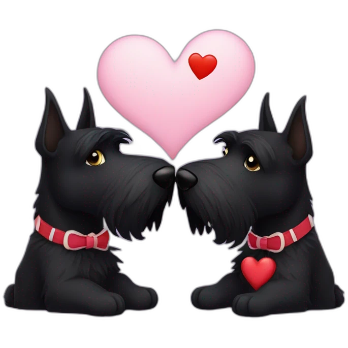 Two black Scottish terrier kissing emoji