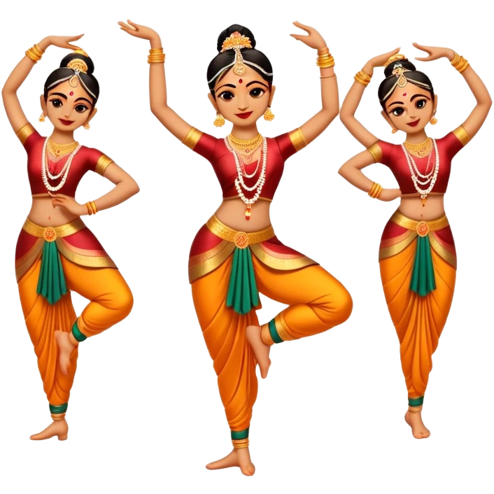 cinematic-realistic-bharatanatyam-dance-emoji,-depicted-as-an-elegant-classical-indian-dance-performance-with-graceful-poses,-intricate-costumes,-and-expressive-hand-gestures,-rendered-with-rich-textures-and-warm-dramatic-lighting emoji