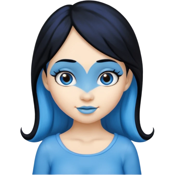 Smurffete with black hair and blue skin emoji
