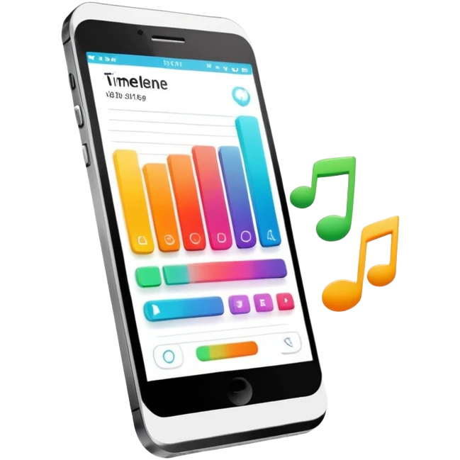 smartphone with music player timeline emoji