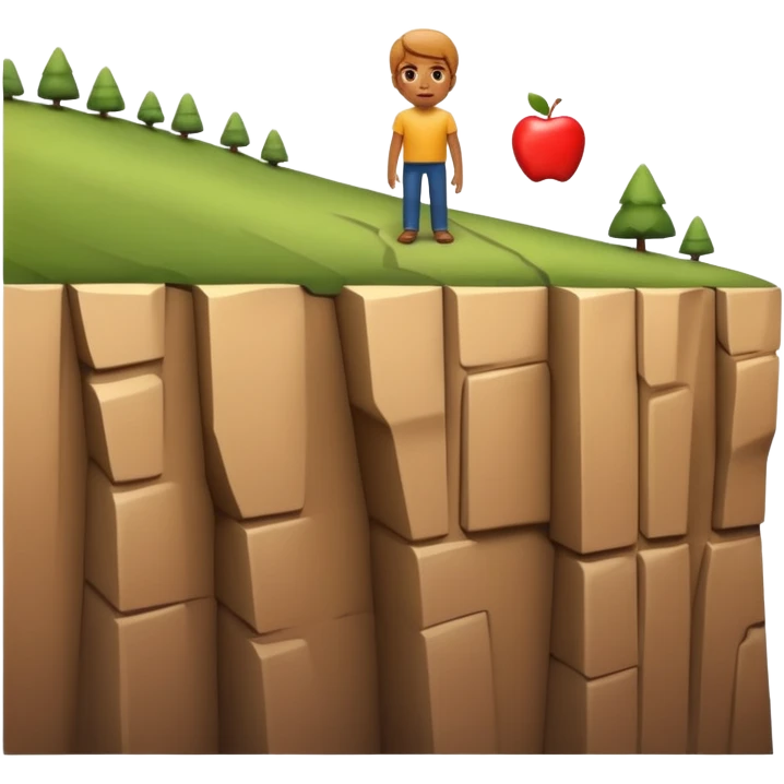 A 3D emoji of a person standing at the edge of a steep cliff in Apple style. The person faces forward, close to the edge, showing a sense of height and danger. Clean, glossy , isolated on white background.


 emoji