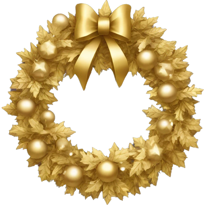 gold metalic Christmas wreath  emoji