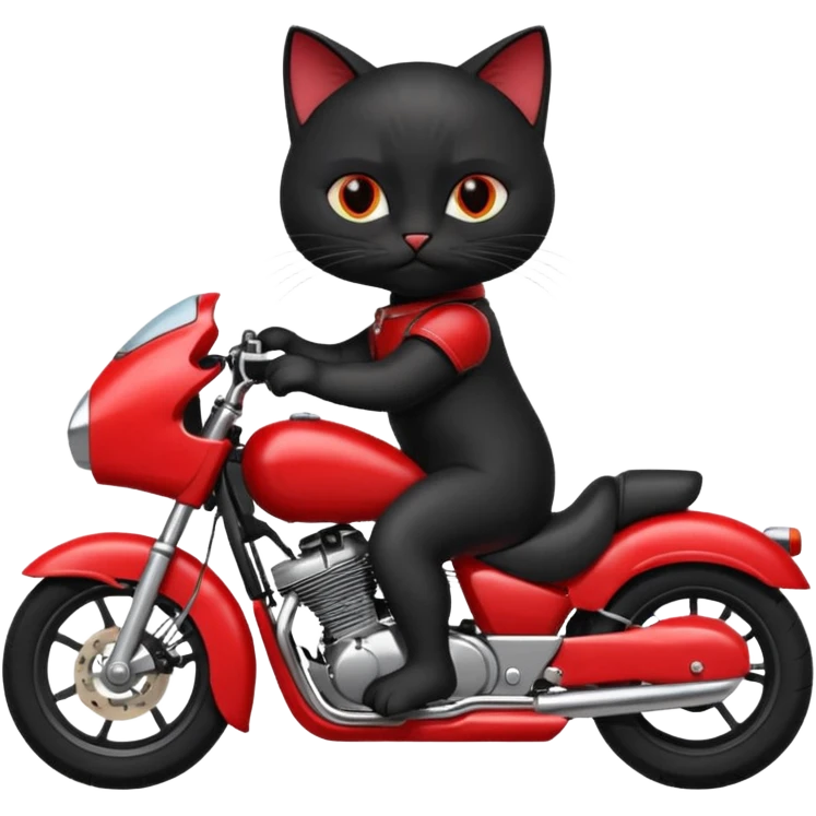 Black male Cat on red and black motorcycle emoji