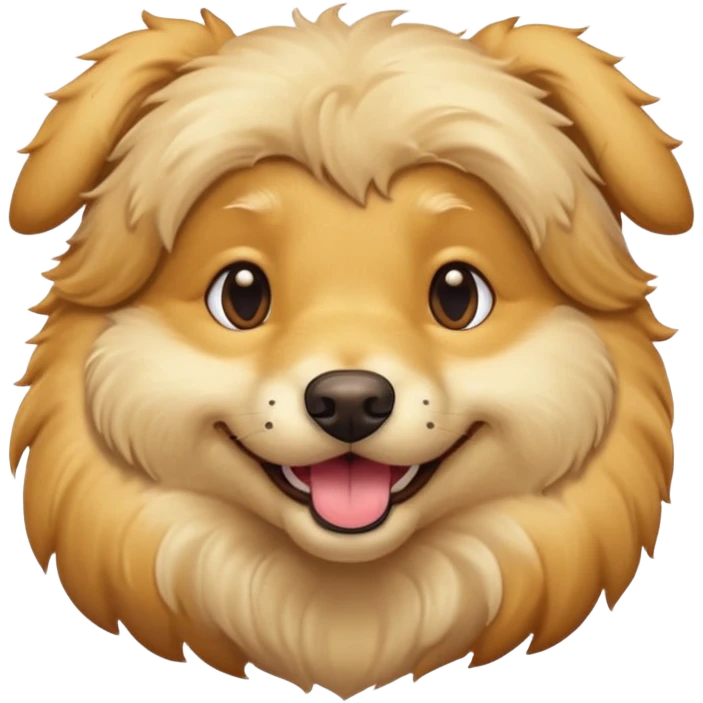 portrait of a golden dog, smiling with closed mouth, no tongue showing emoji