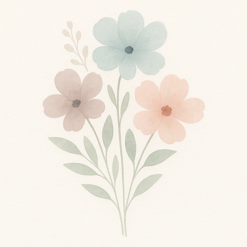 flower bouquet, watercolor art style emoji