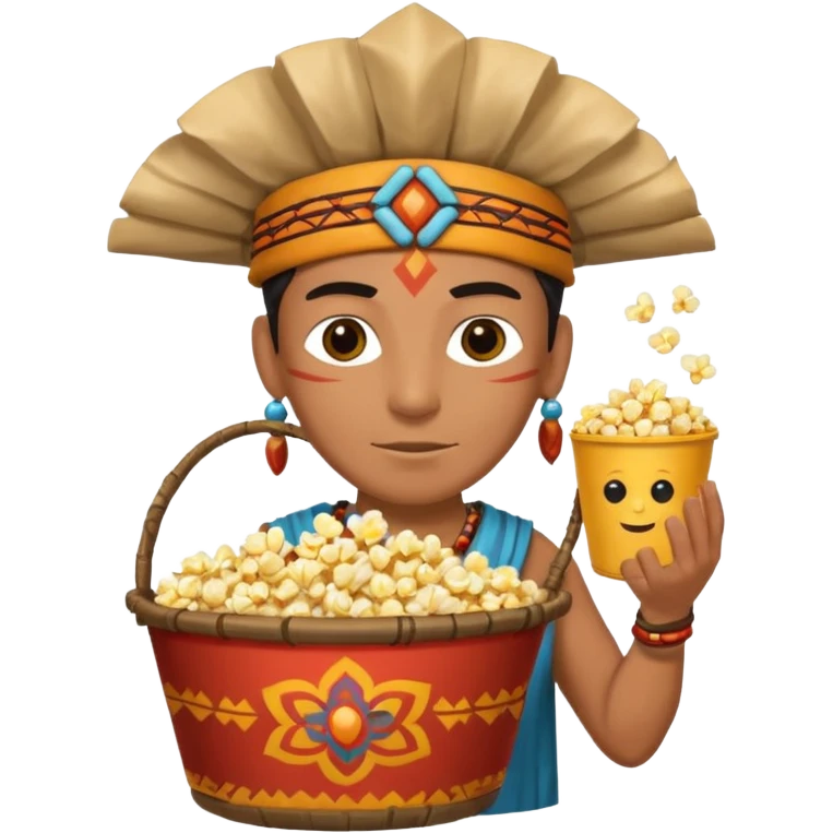 a shaman holding a bucket of popcorn emoji