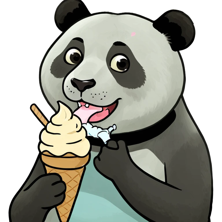 Panda eating ice cream emoji