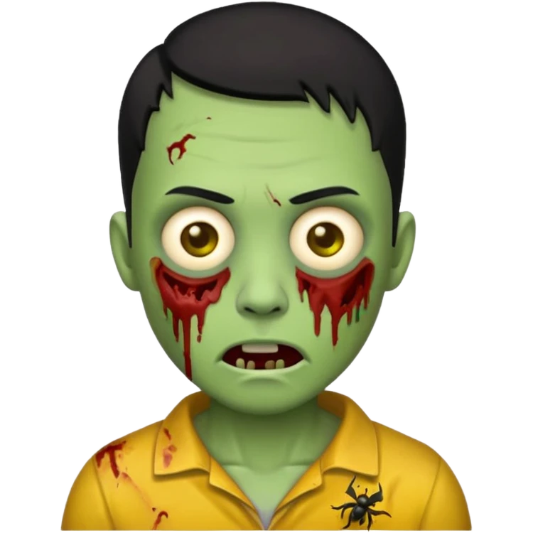 zombie emoji with buzz cut black hair and  emoji