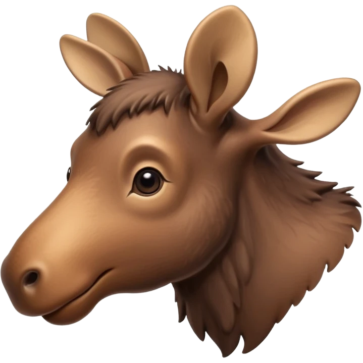 A high-resolution digital illustration of a baby moose in a clean, semi-realistic style. The baby moose is shown facing sideways head tilted  emoji