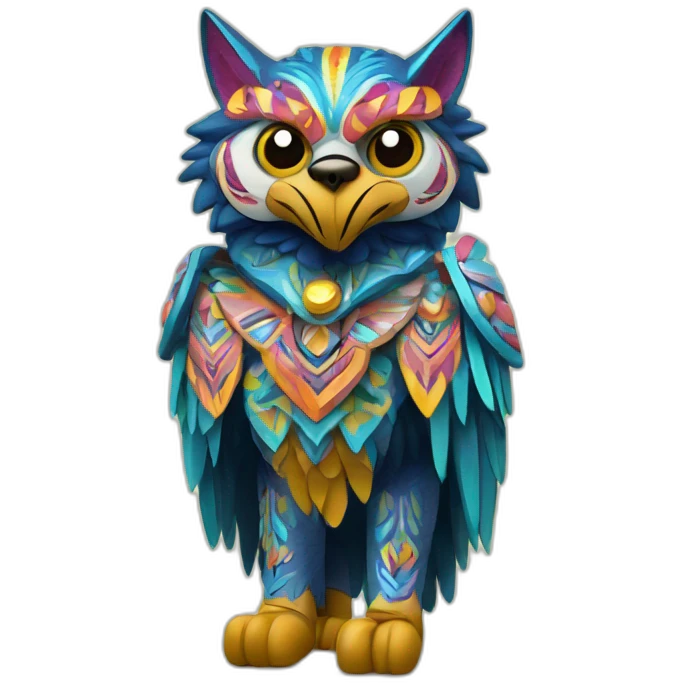 Alebrije de lobo, buho y armiño emoji