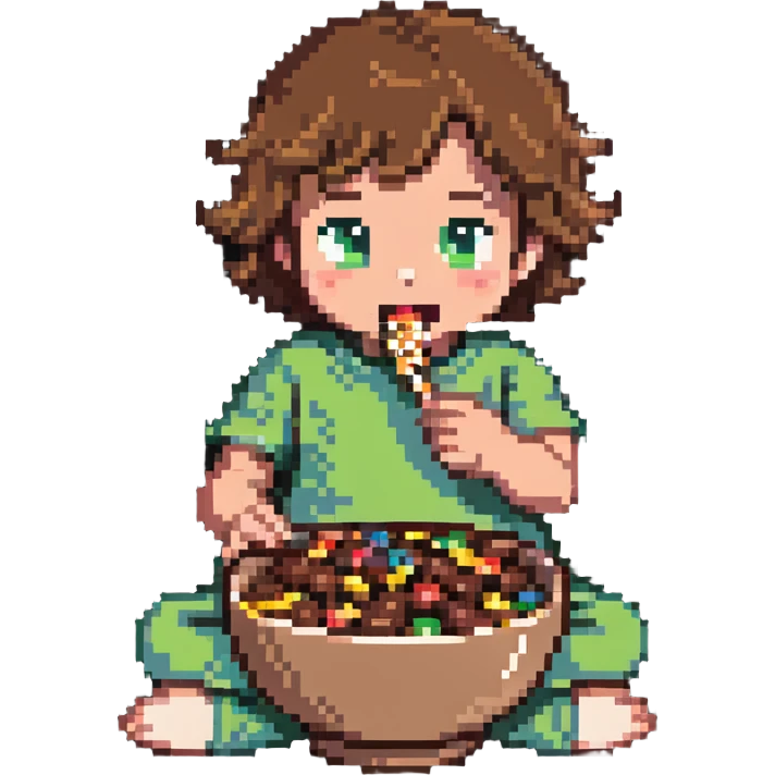 kid eating a bowl of chocolate cereal emoji