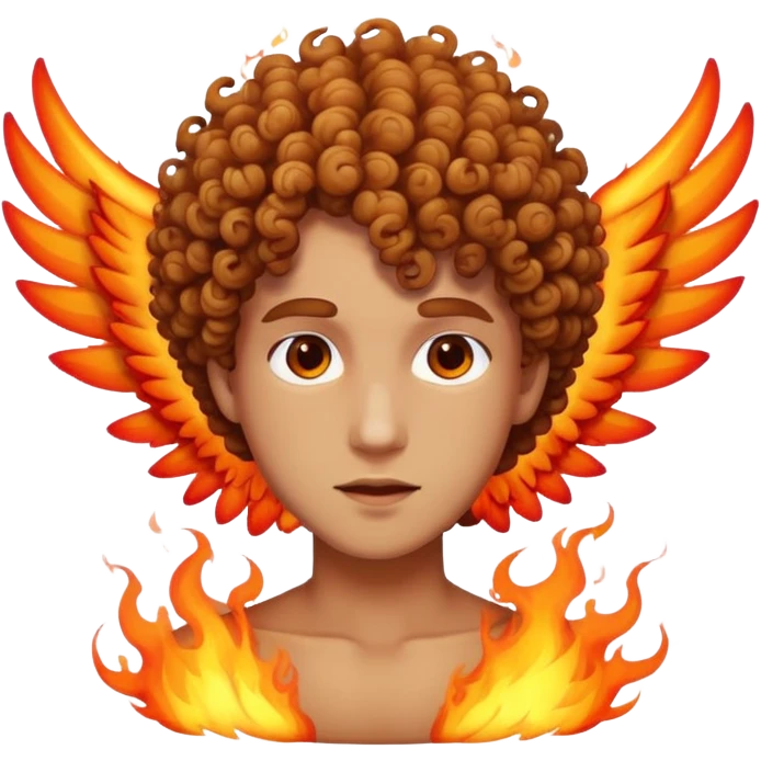 One curly hair person with Burning wings  emoji