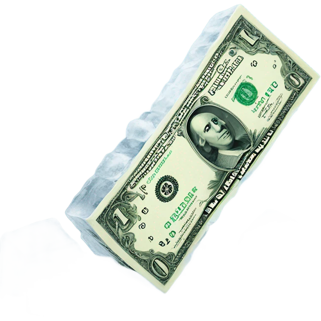 A dollar on ice emoji