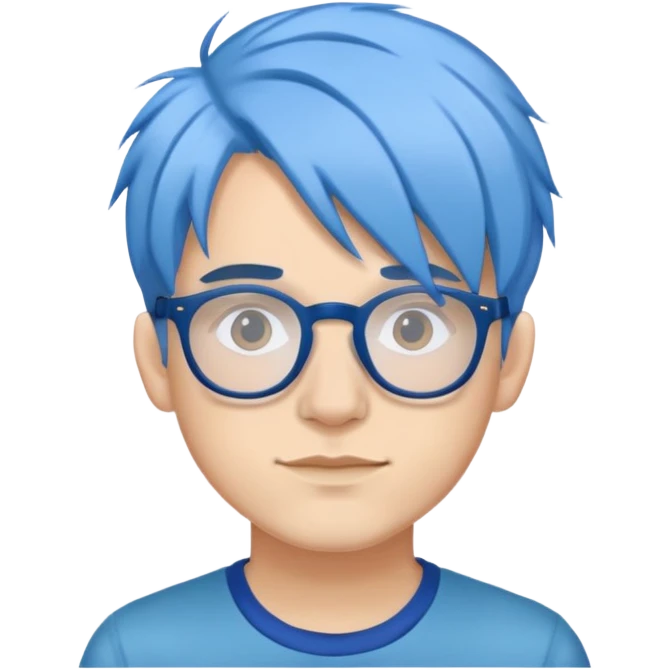 Michou, French YouTuber with blue hair and glasses emoji