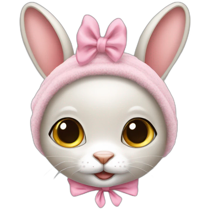 cute feral rabbit with cute pink panties on head emoji