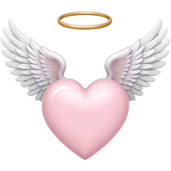 Light pink heart with white angel wings emoji