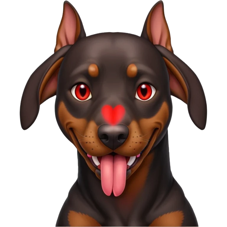 Generate a emoji of a big evil doberman dog with red eyes and a tongue sticking out,  emoji