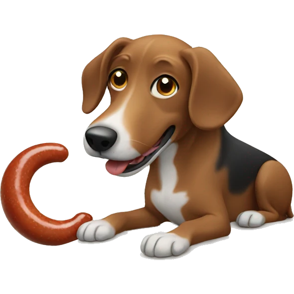 Dog eating sausage  emoji
