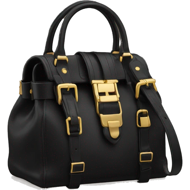 Black Burlington bag with gold buckles emoji