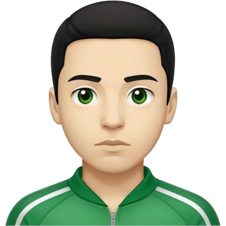 Cho Sang-woo Age: Late 30s
Appearance: A well-groomed man with neatly combed black hair, sharp facial features, and a more composed demeanor.
Outfit: Green player tracksuit emoji