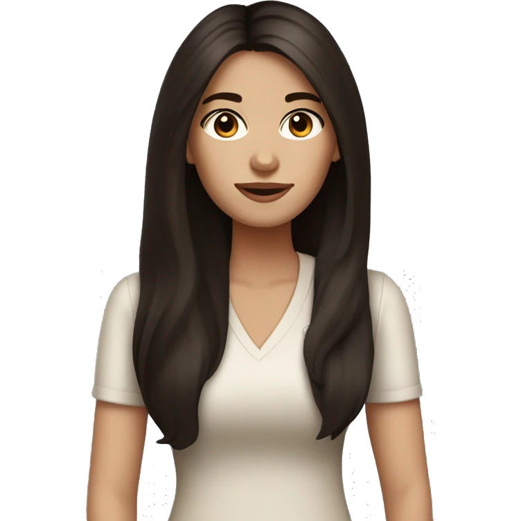 Interior designer bale girl with long dark brown hairand dark brown eyes emoji