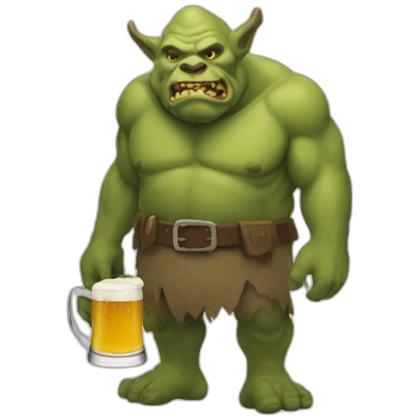 swamp ogre from movie drinking beer emoji