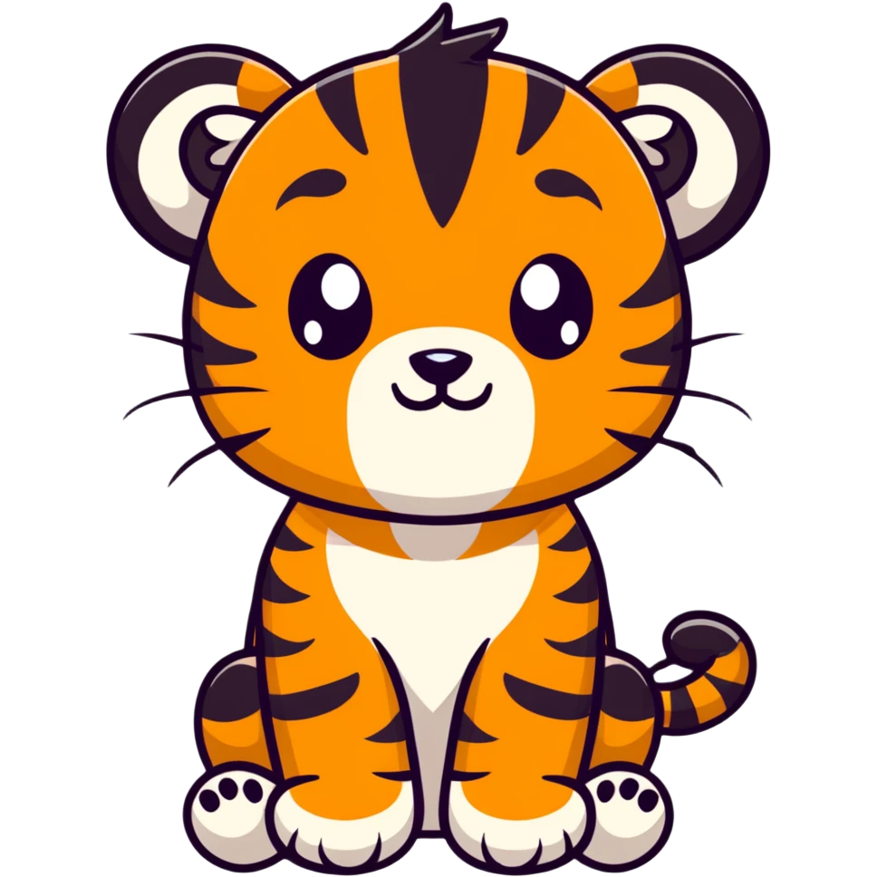 cute tiger crying with tears, sad face emoji