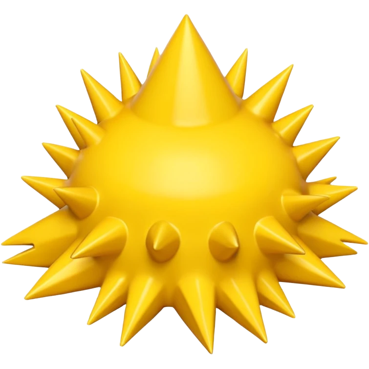 Compact iOS‑style 3D emoji: plain jagged burst (10 spikes), bright yellow, smooth shading, thin darker edge; no characters or pictograms emoji